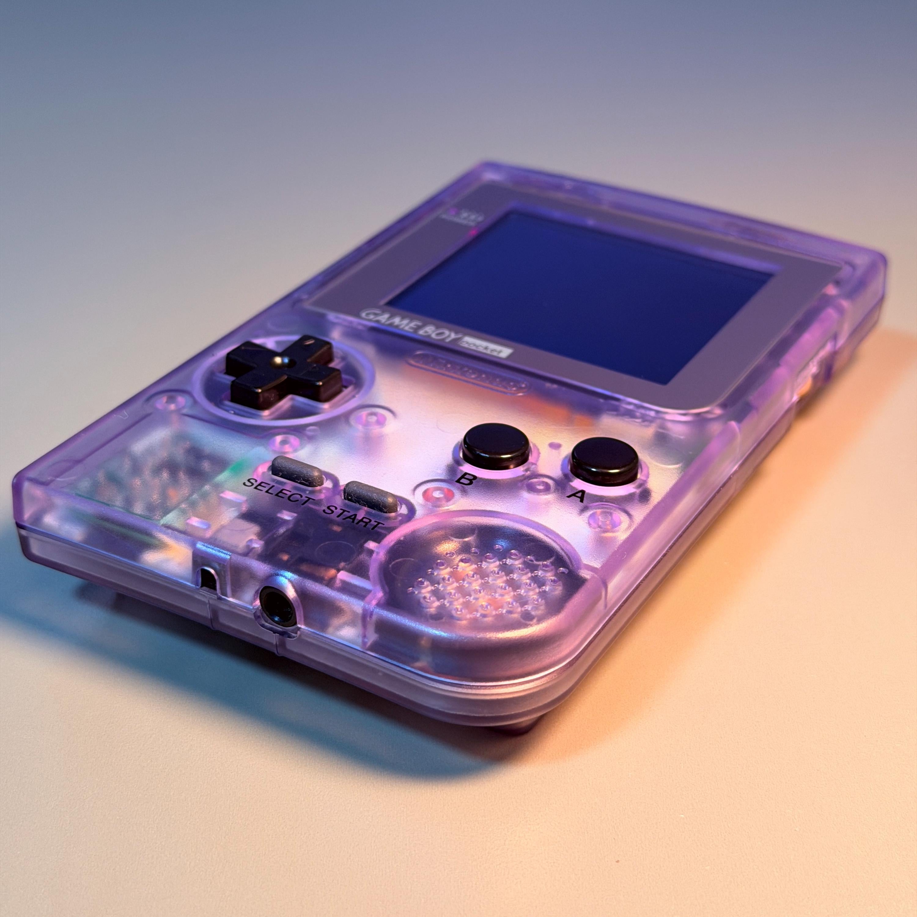 Game Boy Pocket IPS Console | Transparent Purple Shell | 2.6" IPS Display | Modded