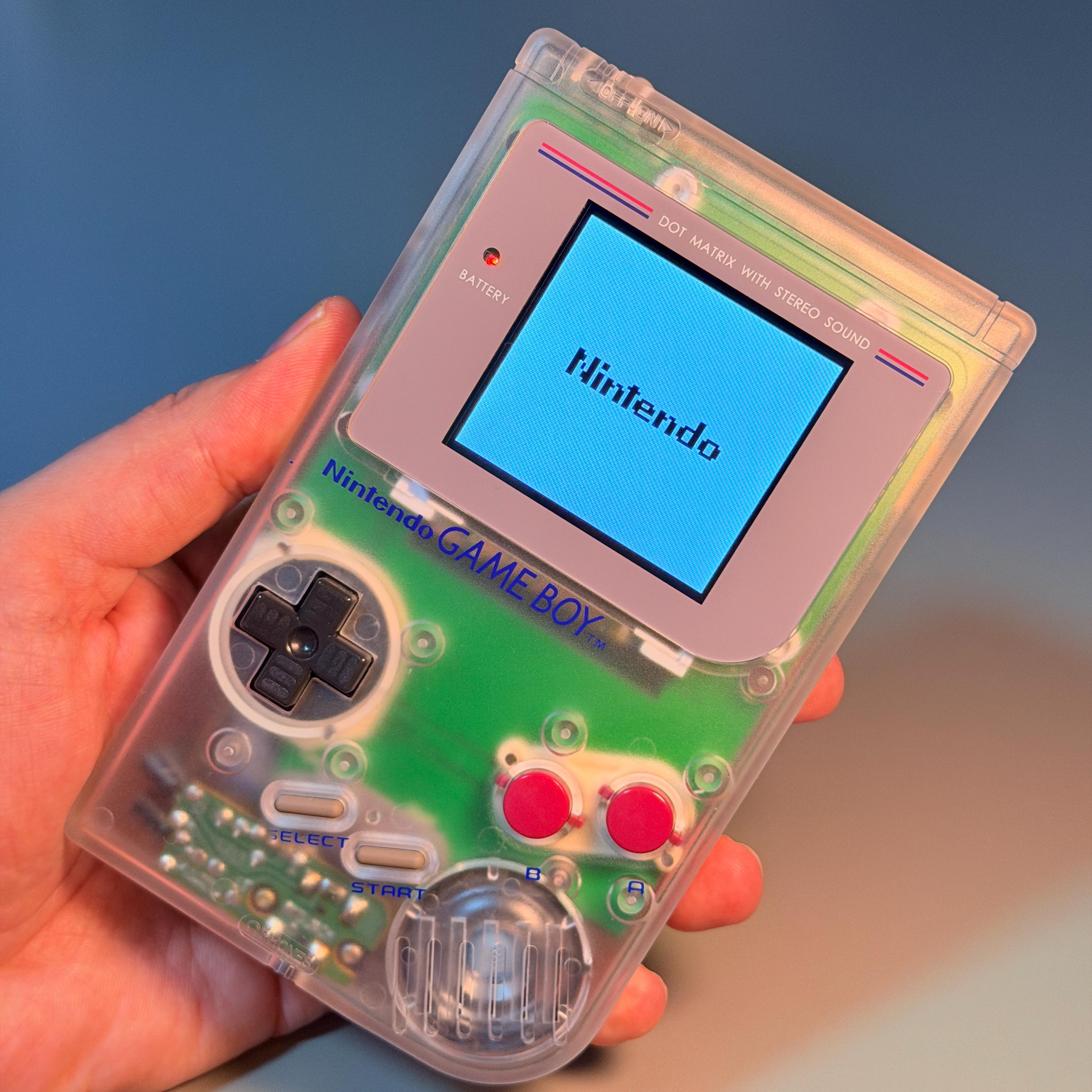Original Game Boy IPS Console | Transparent Shell | 2.45" High-Brightness IPS | Modded