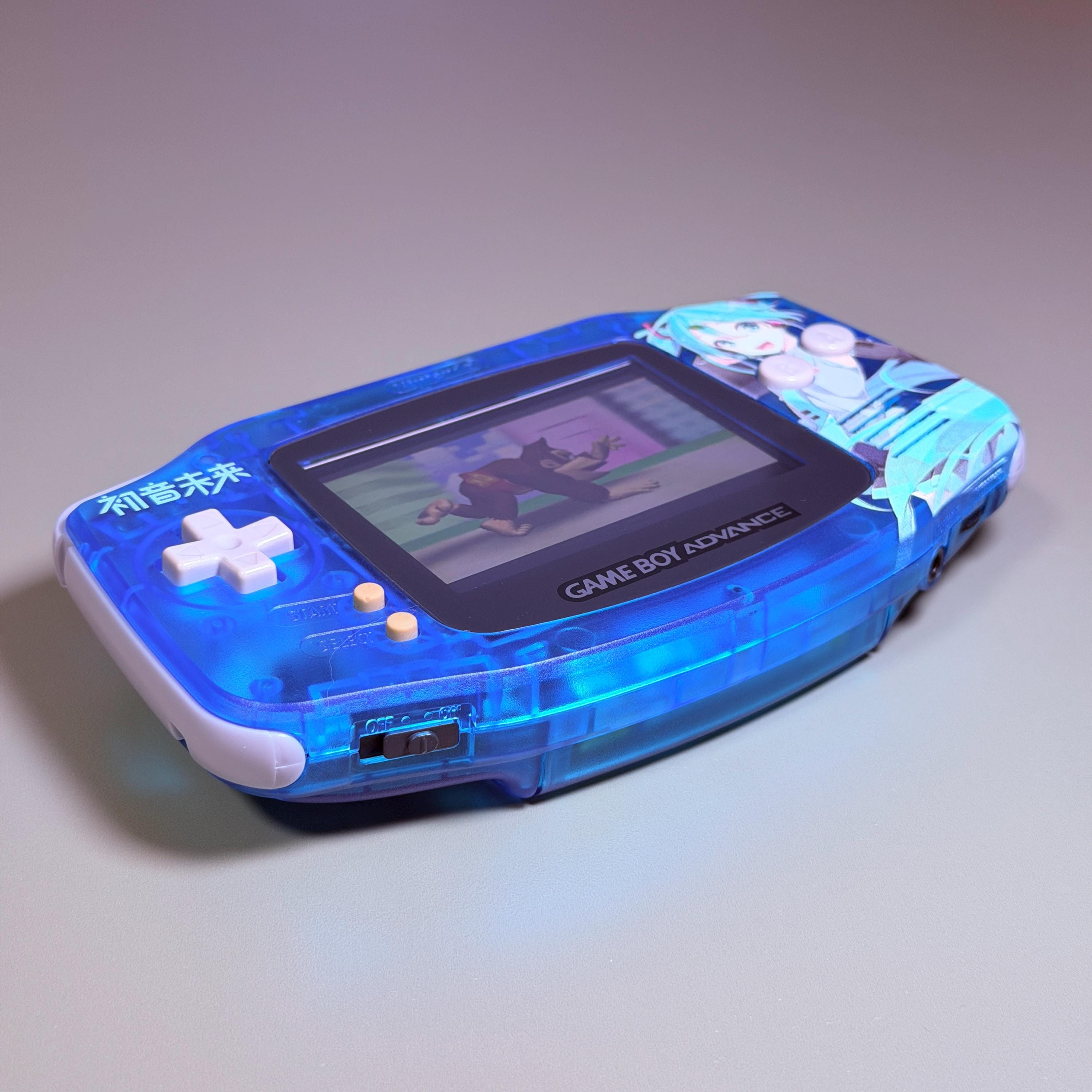 Game Boy Advance IPS Console | Transparent Blue Shell | High-Resolution IPS | Modded