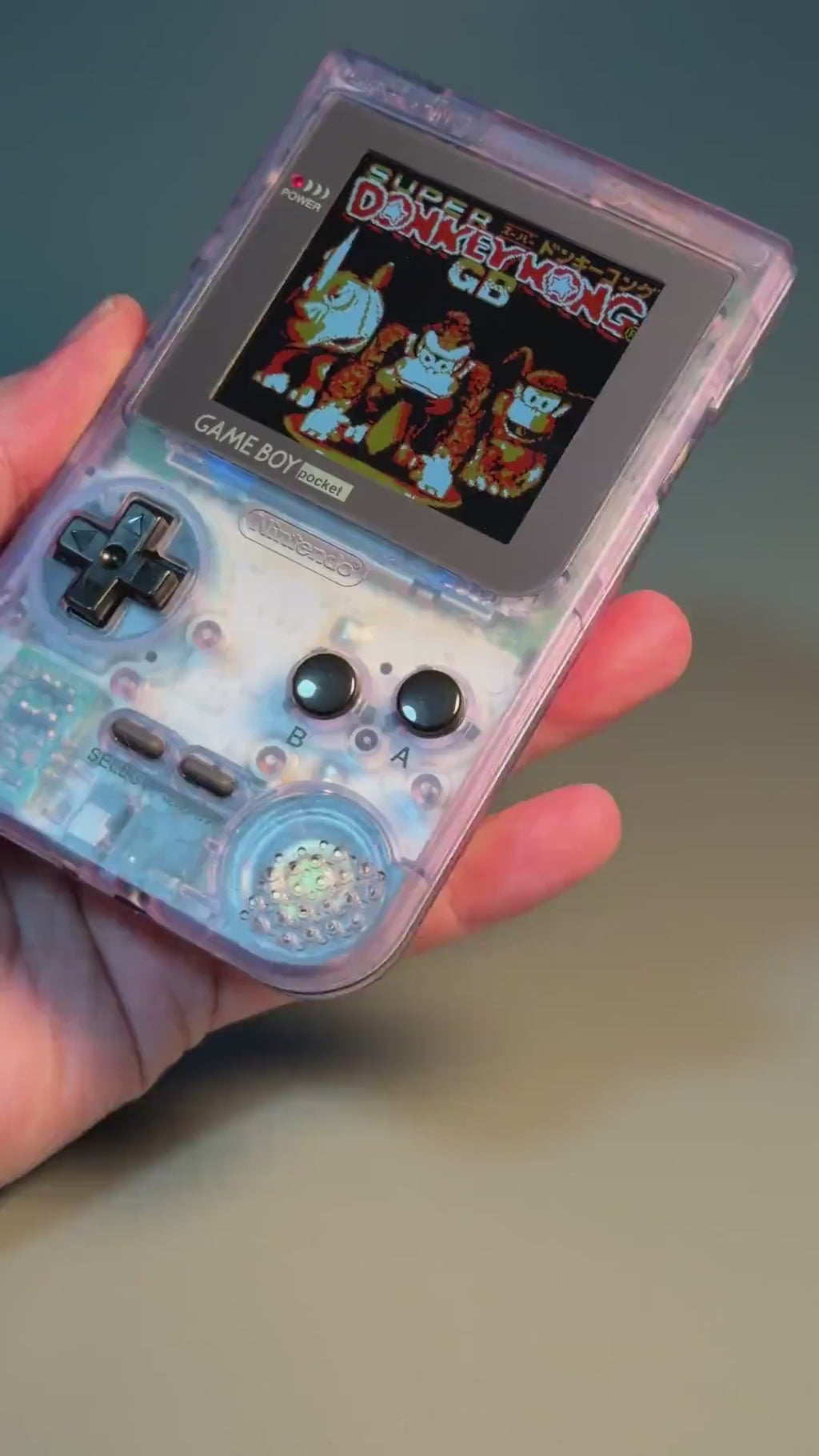 Game Boy Pocket IPS Console | Transparent Purple Shell | 2.6" IPS Display | Modded
